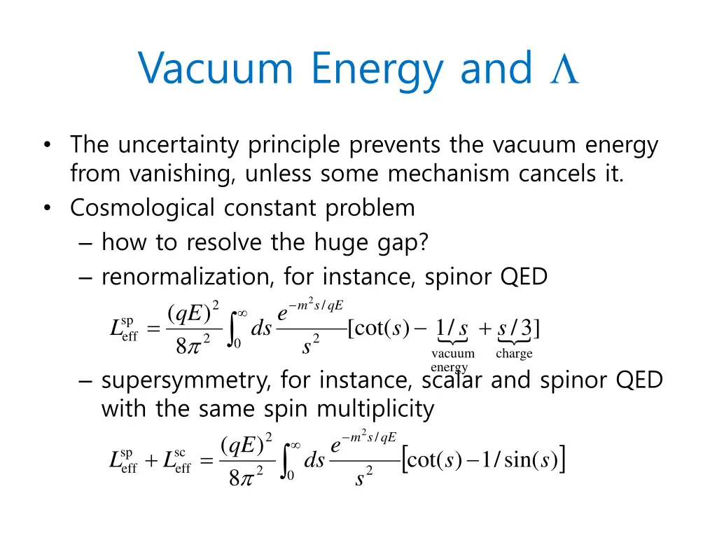 vacuum energy and 1