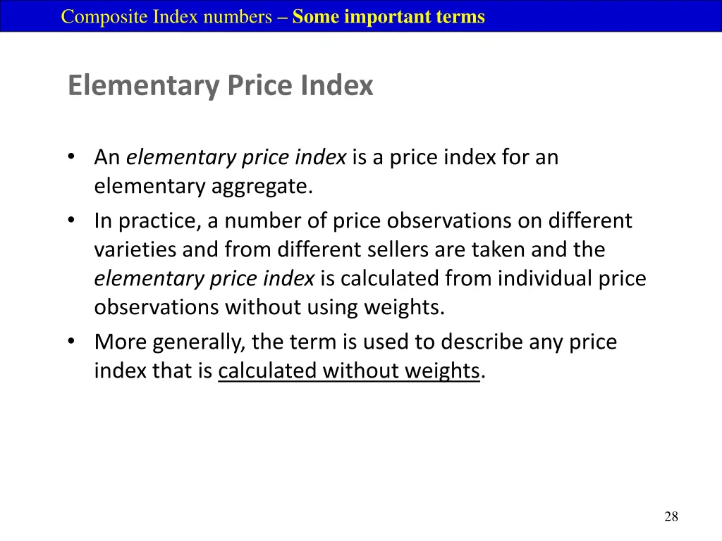 composite index numbers some important terms 12