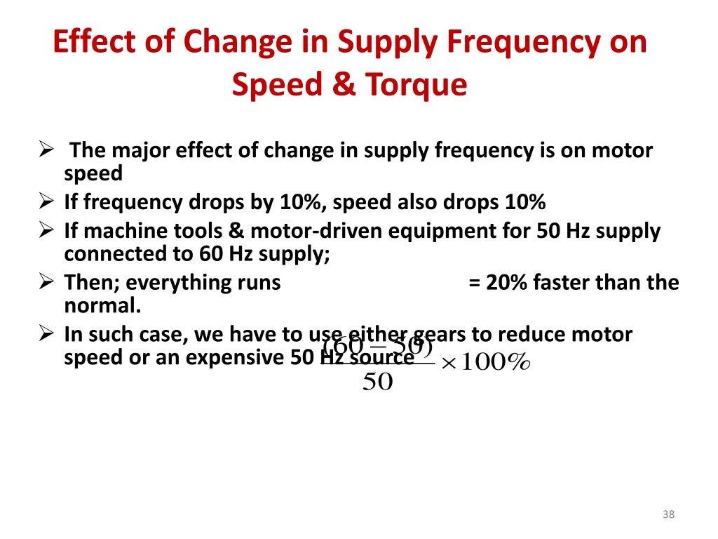 effect of change in supply frequency on speed