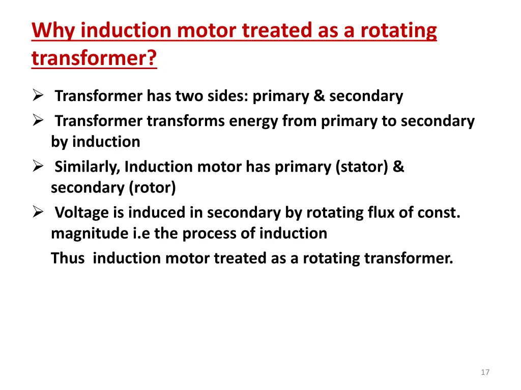 why induction motor treated as a rotating