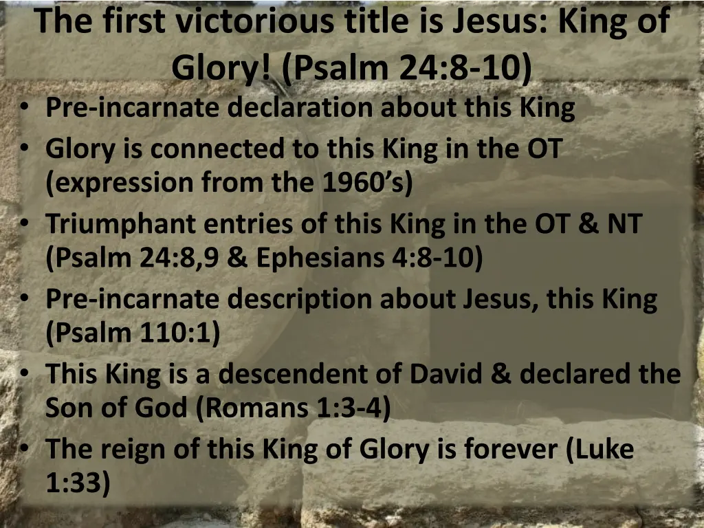 the first victorious title is jesus king of glory