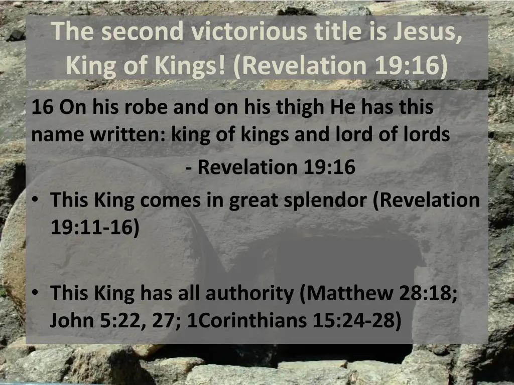 the second victorious title is jesus king