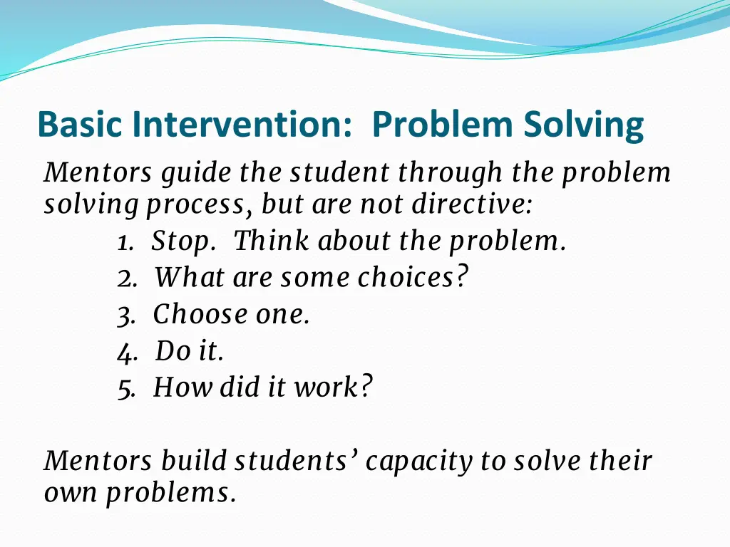 basic intervention problem solving mentors guide