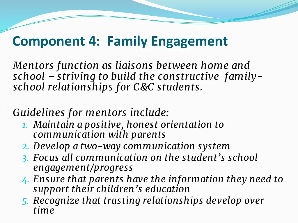 component 4 family engagement