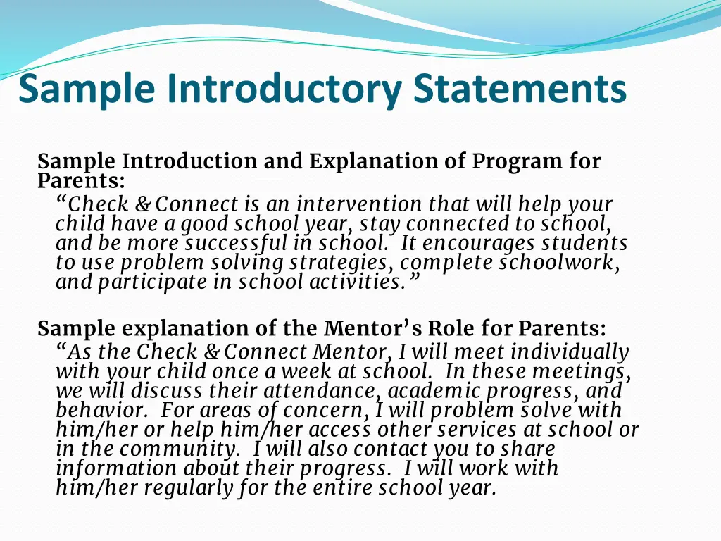 sample introductory statements