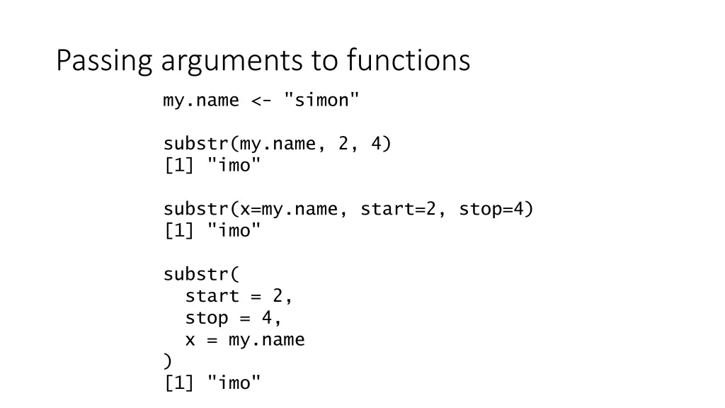 passing arguments to functions