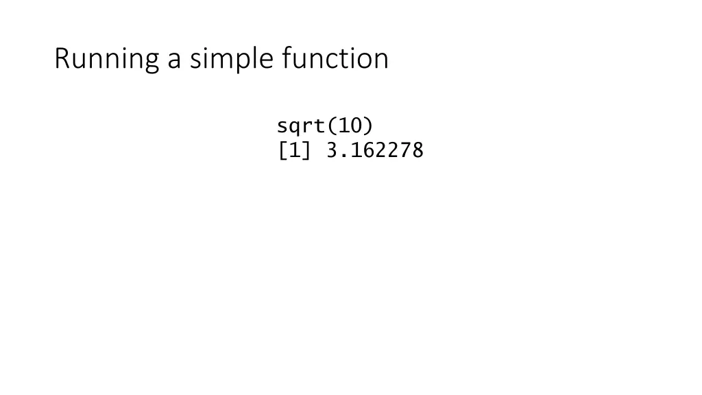 running a simple function