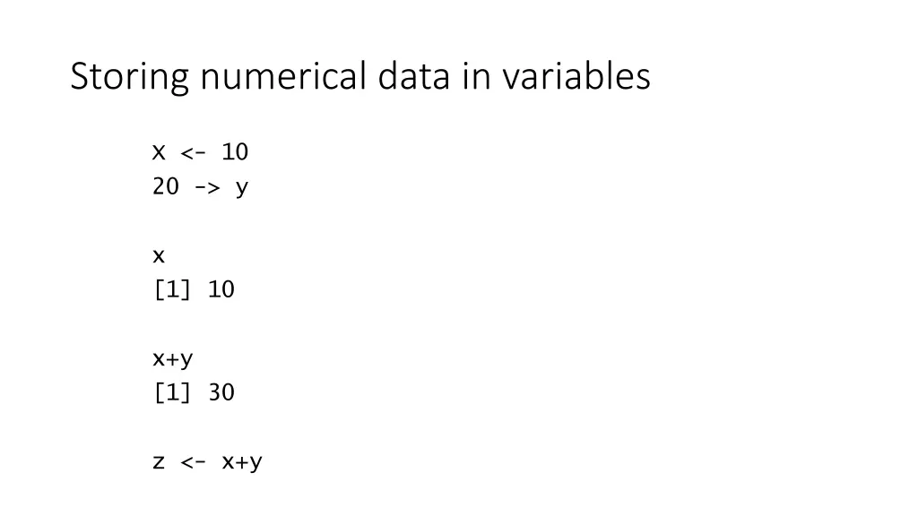 storing numerical data in variables