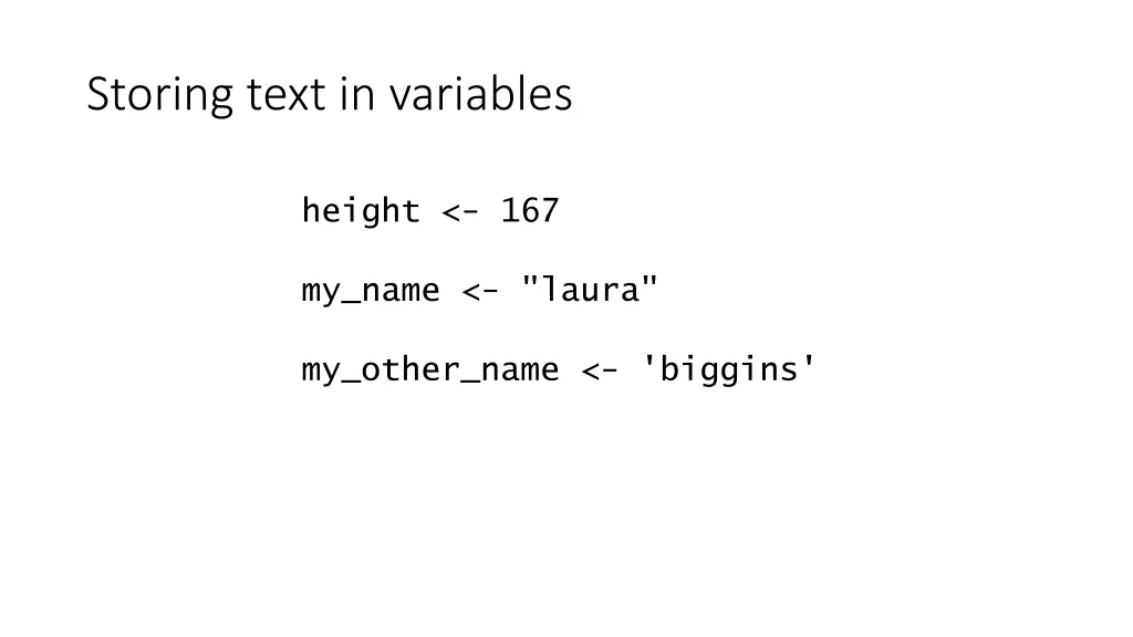 storing text in variables