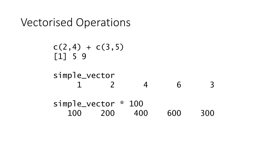 vectorised operations 1