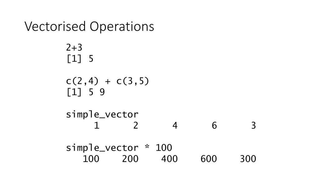 vectorised operations