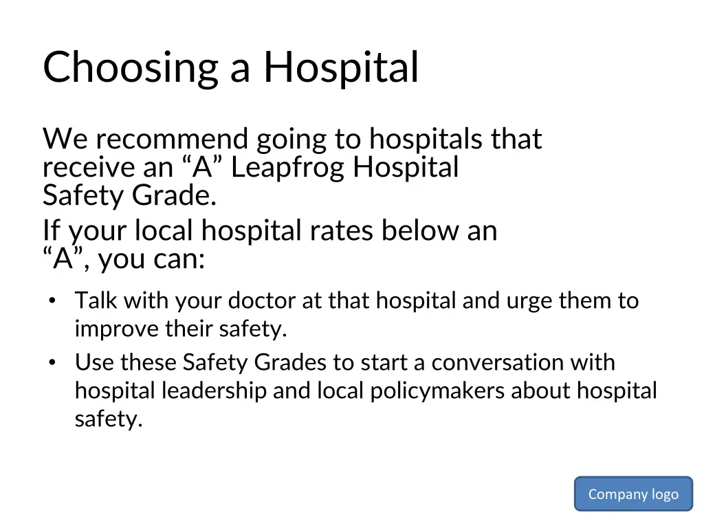 choosing a hospital