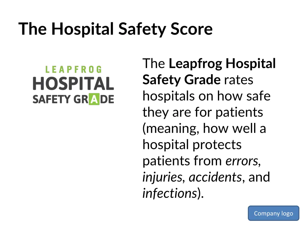 the hospital safety score