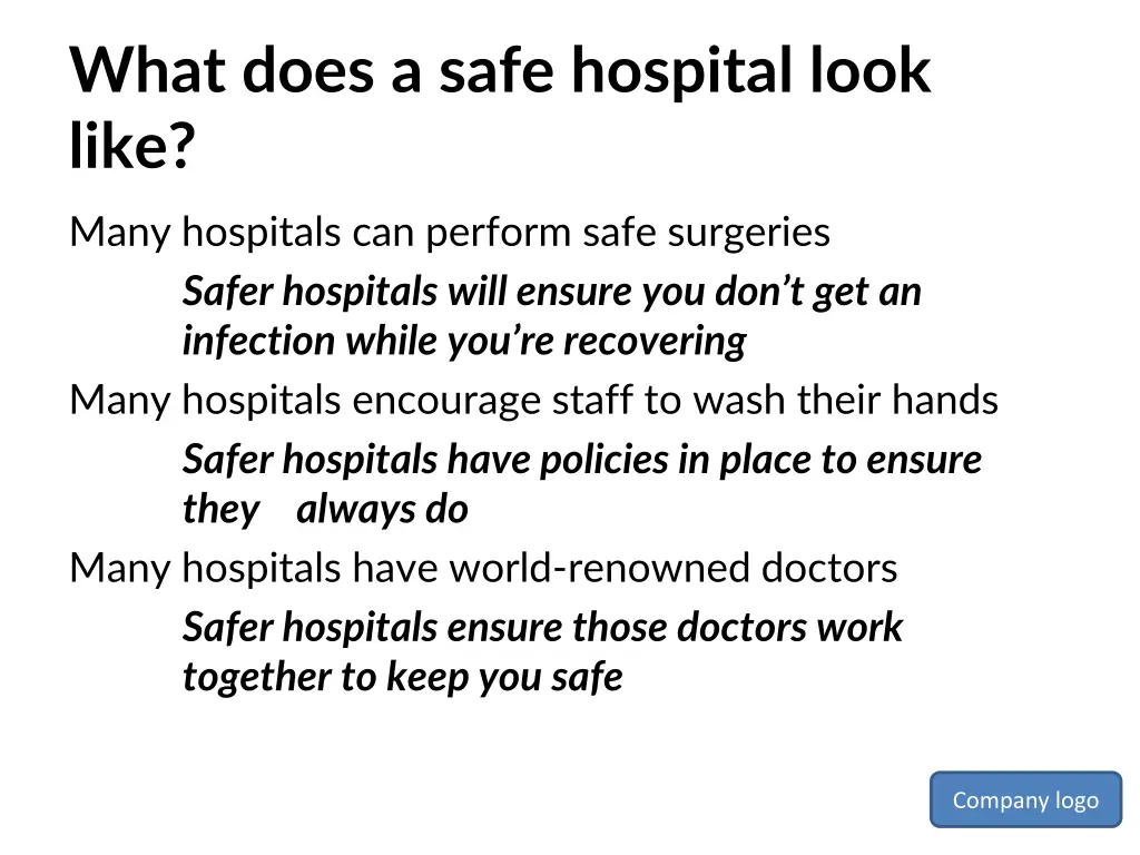 what does a safe hospital look like