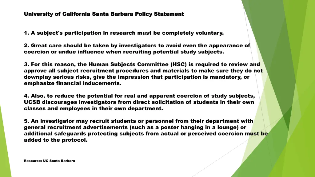 university of california santa barbara policy