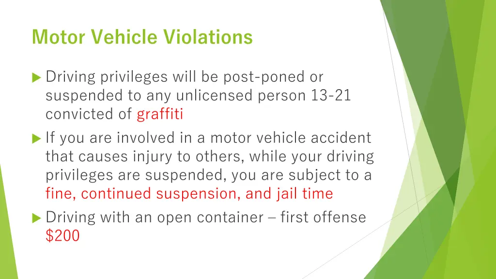 motor vehicle violations