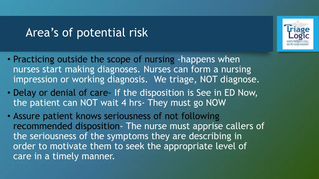 area s of potential risk