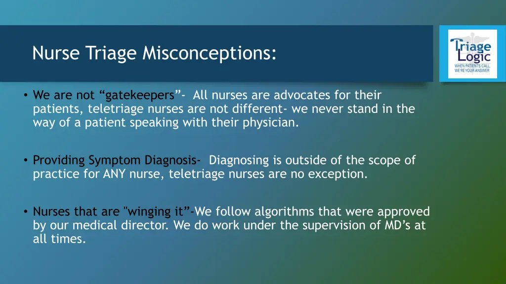 nurse triage misconceptions