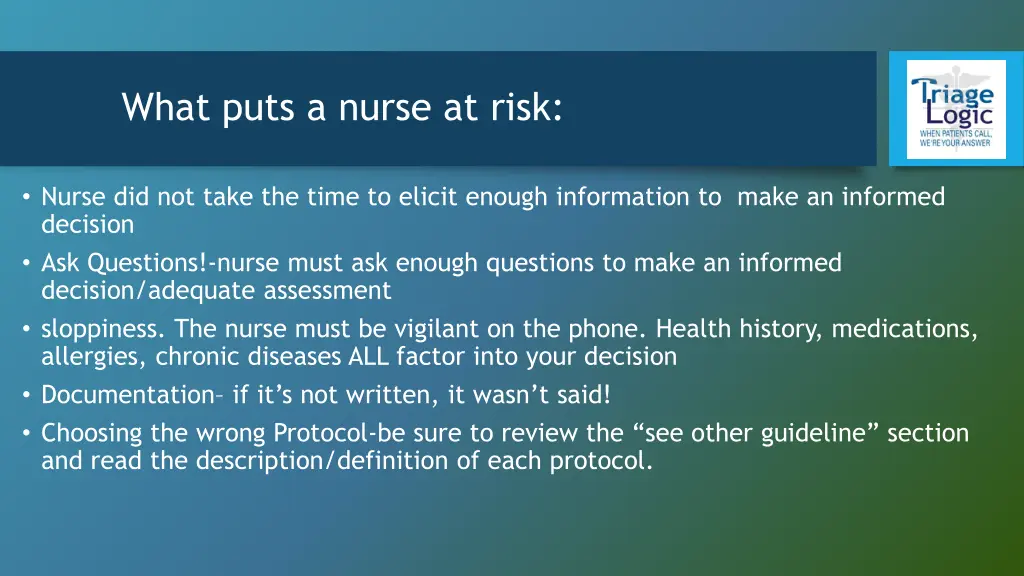 what puts a nurse at risk