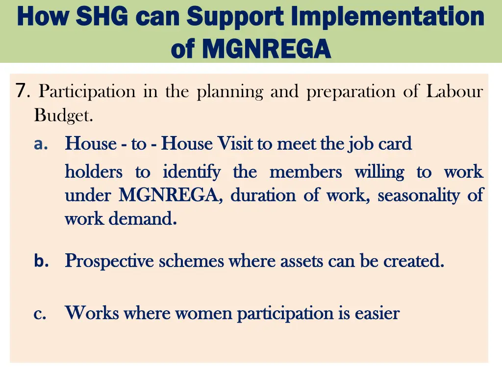 how shg can support implementation 1