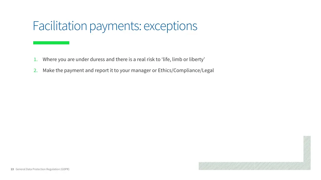 facilitation payments exceptions