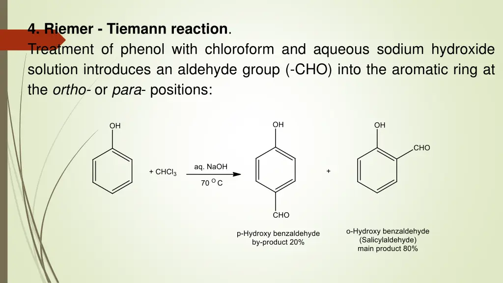 4 riemer tiemann reaction treatment of phenol