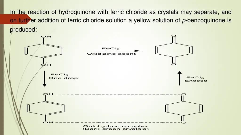 in the reaction of hydroquinone with ferric