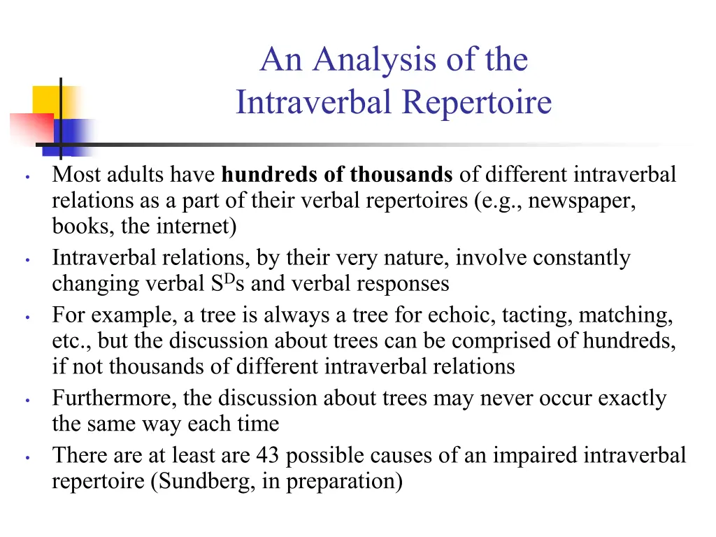 an analysis of the intraverbal repertoire 1