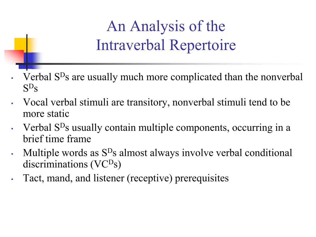 an analysis of the intraverbal repertoire