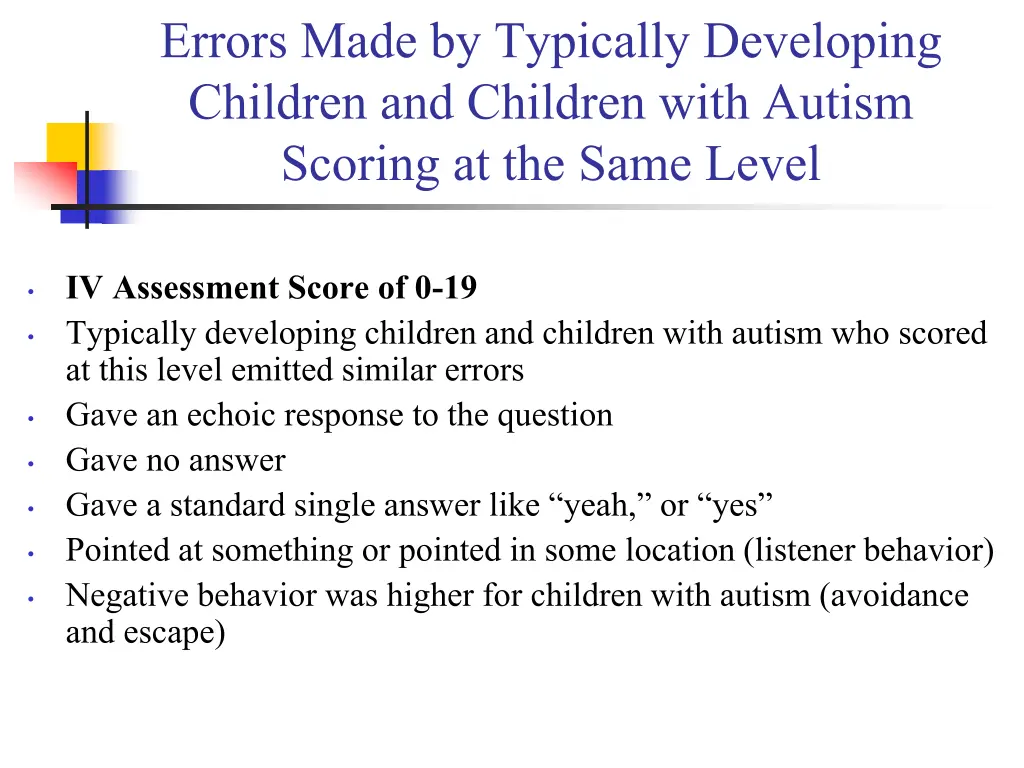 errors made by typically developing children