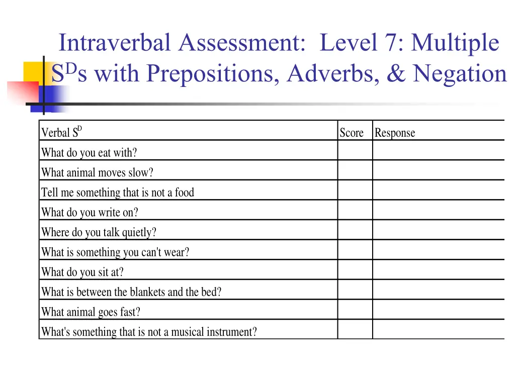 intraverbal assessment level 7 multiple