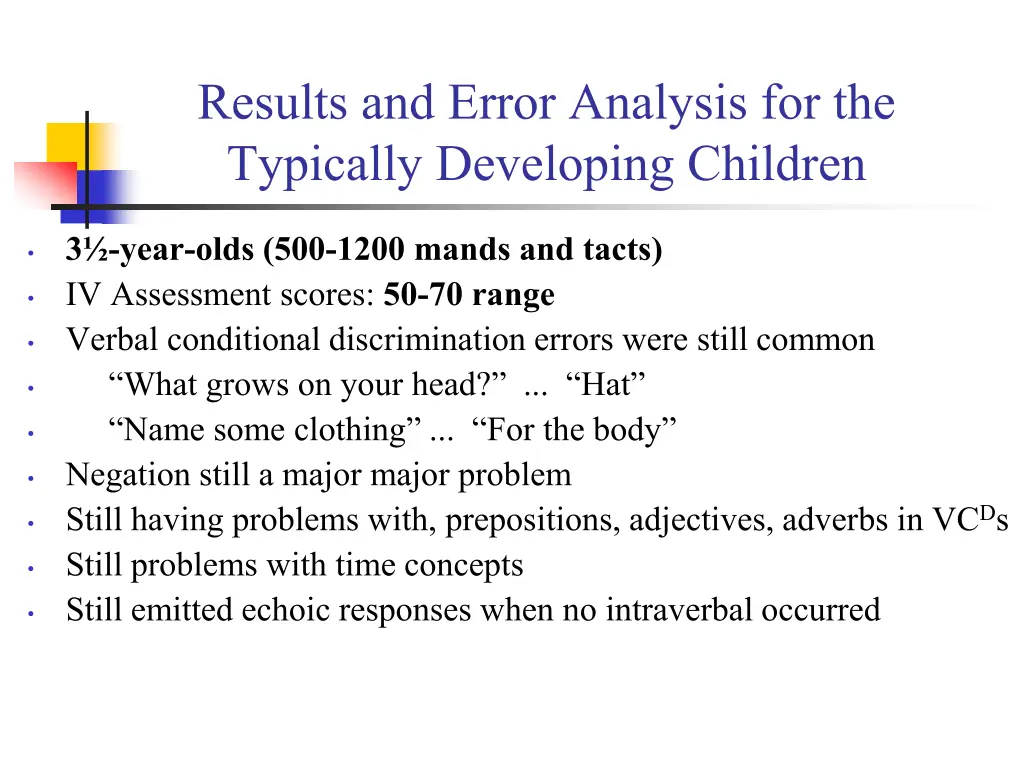 results and error analysis for the typically 4