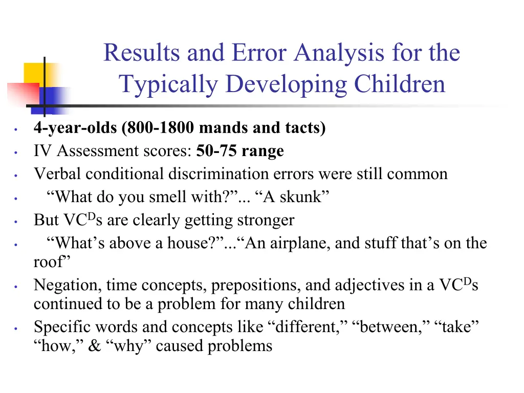 results and error analysis for the typically 5