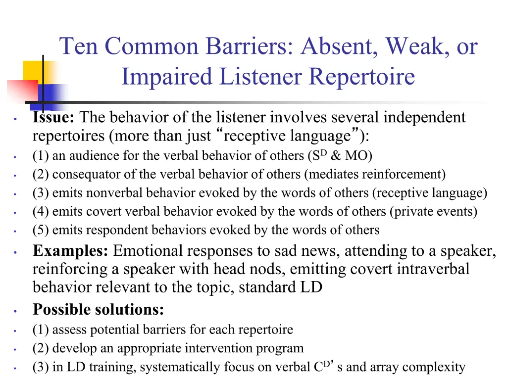 ten common barriers absent weak or impaired 1