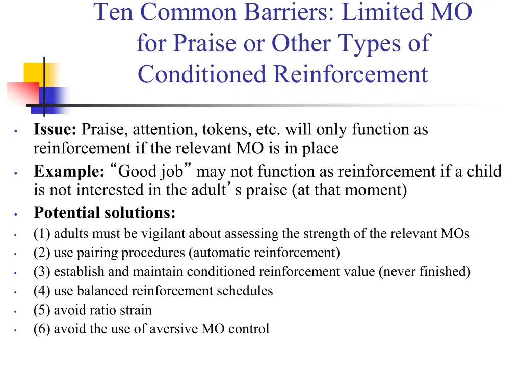 ten common barriers limited mo for praise