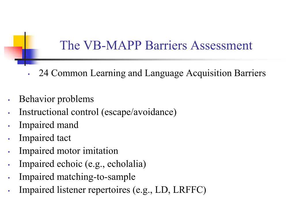 the vb mapp barriers assessment 3