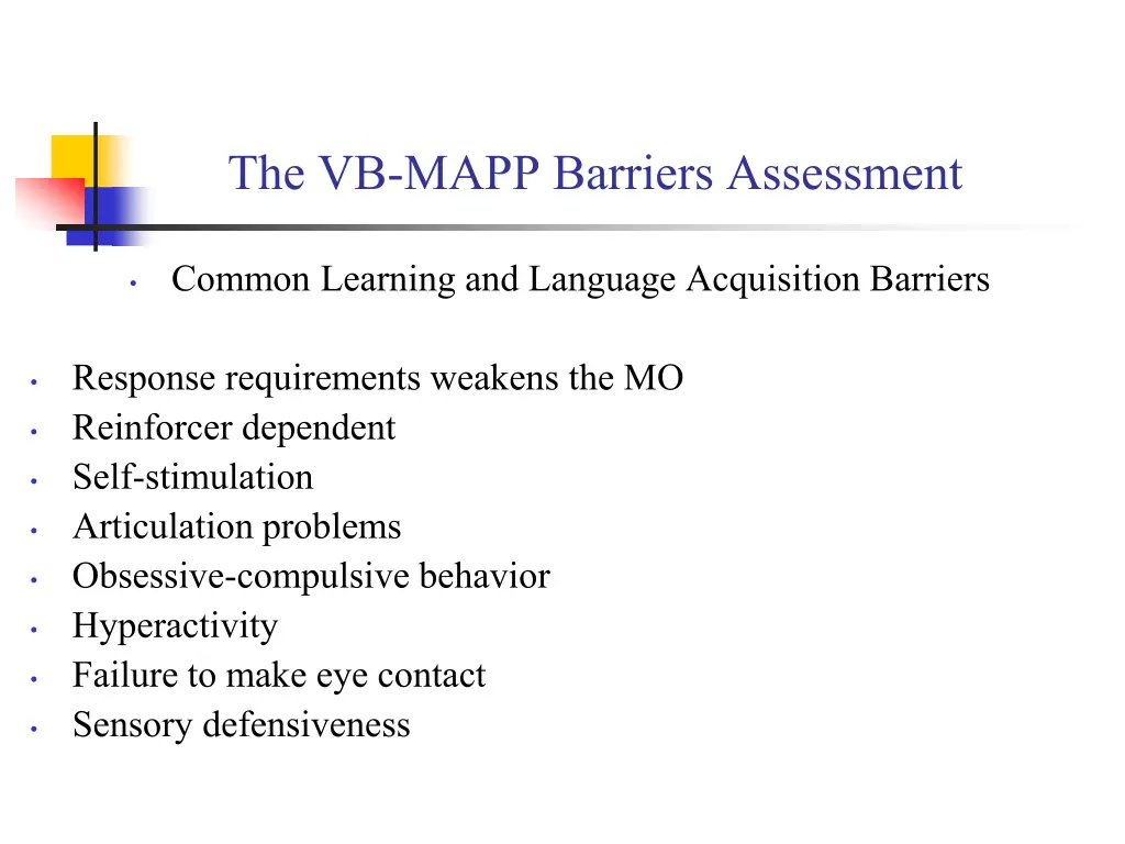 the vb mapp barriers assessment 5