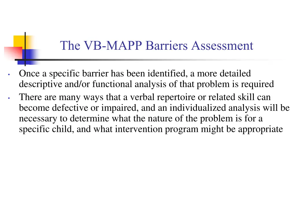 the vb mapp barriers assessment