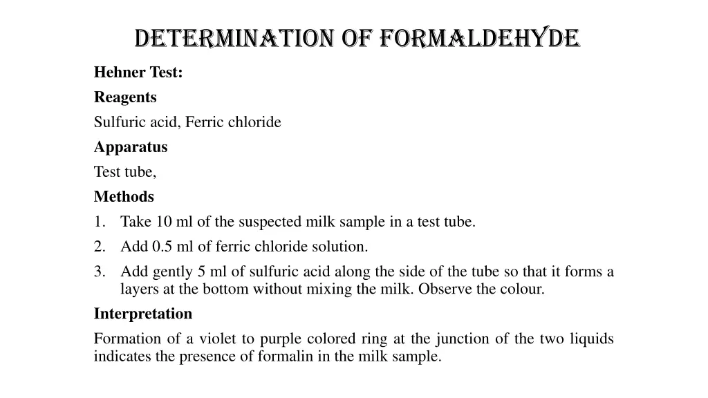 determination of formaldehyde