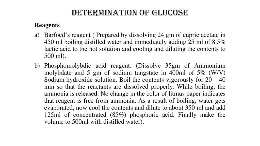 determination of glucose