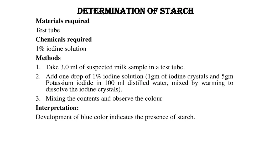 determination of starch determination of starch