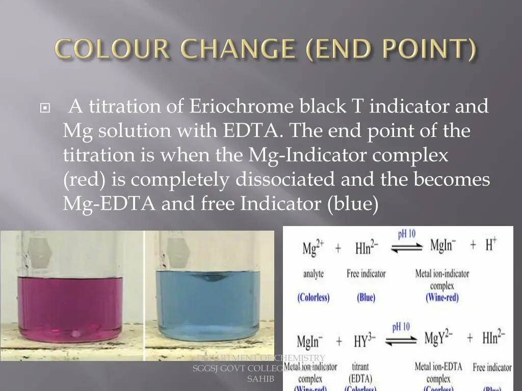 a titration of eriochrome black t indicator