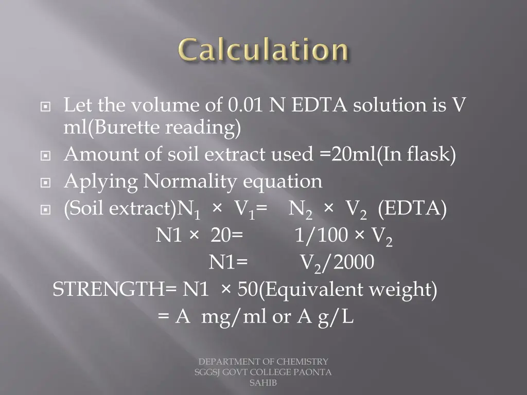 let the volume of 0 01 n edta solution