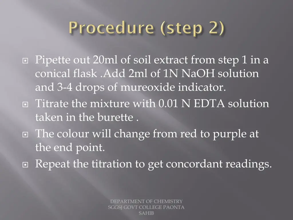 pipette out 20ml of soil extract from step