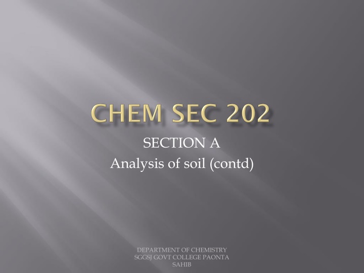 section a analysis of soil contd