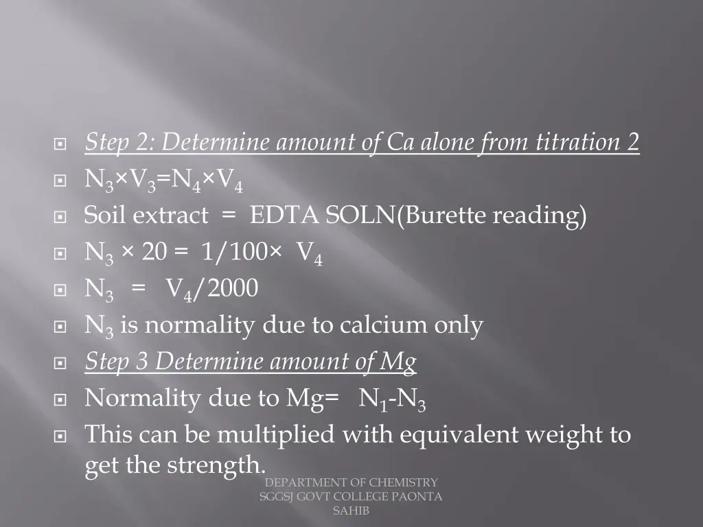 step 2 determine amount of ca alone from