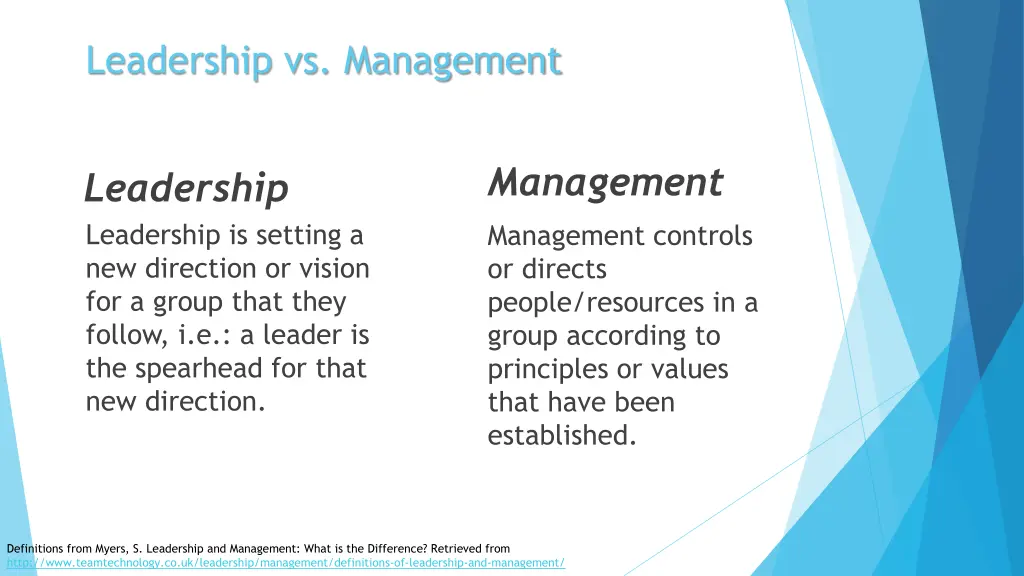 leadership vs management