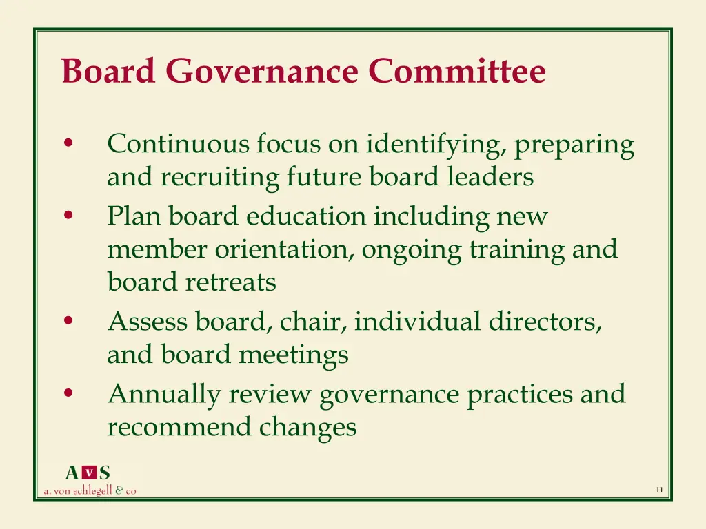 board governance committee