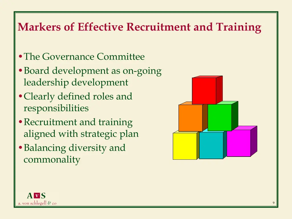 markers of effective recruitment and training