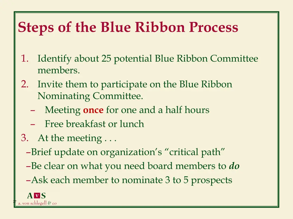 steps of the blue ribbon process